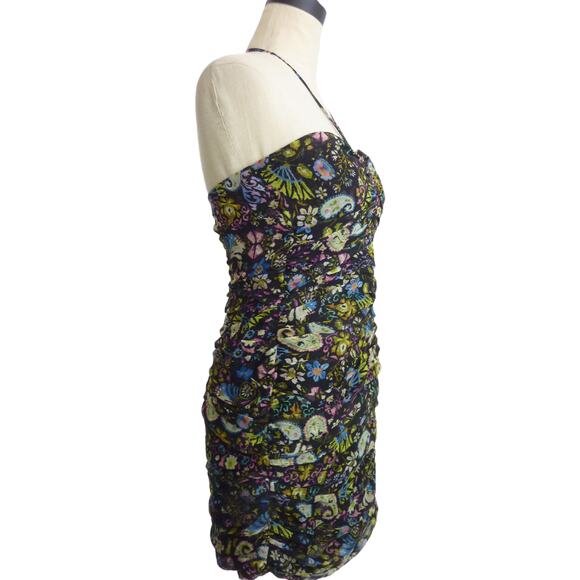 Zara Floral Chiffon Mini Dress String Halter Dress M - Picture 2 of 6